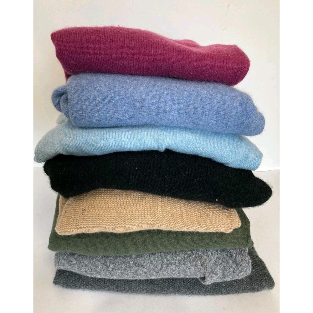 8 Piece Lot 100% Cashmere Sweater Craft Cutter Repurpose Recycle Blue Red Green